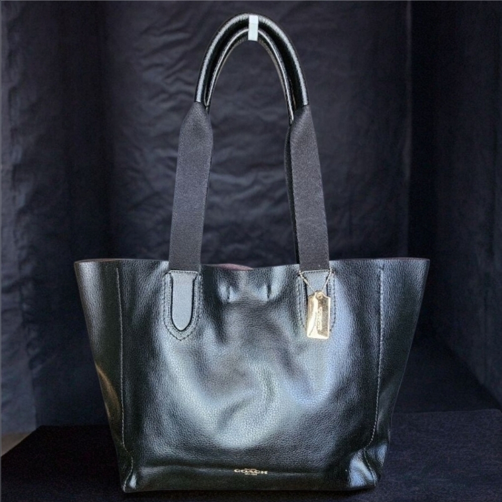 Coach Large Black Leather Tote Bag With Suede Interior NWOT - Picture 13 of 13